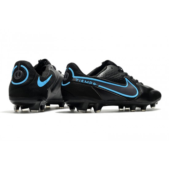 Nike Tiempo Legend 9 Elite FG Black Blue Soccer Cleats