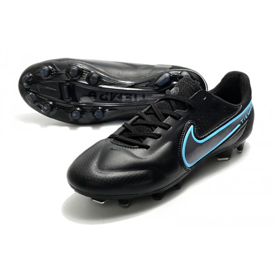 Nike Tiempo Legend 9 Elite FG Black Blue Soccer Cleats