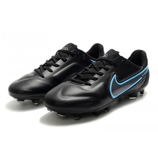 Nike Tiempo Legend 9 Elite FG Black Blue Soccer Cleats