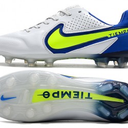 Nike Tiempo Legend 9 Elite FG Grey Yellow Blue Soccer Cleats