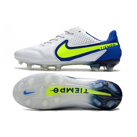 Nike Tiempo Legend 9 Elite FG Grey Yellow Blue Soccer Cleats