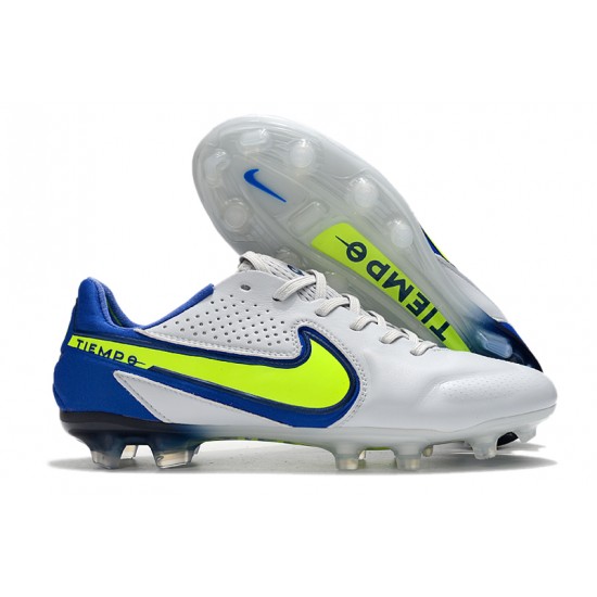 Nike Tiempo Legend 9 Elite FG Grey Yellow Blue Soccer Cleats