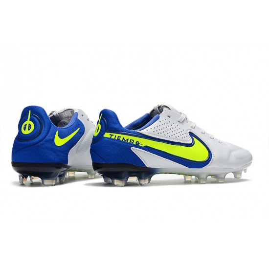 Nike Tiempo Legend 9 Elite FG Grey Yellow Blue Soccer Cleats