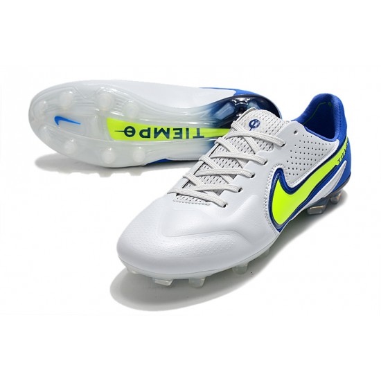Nike Tiempo Legend 9 Elite FG Grey Yellow Blue Soccer Cleats