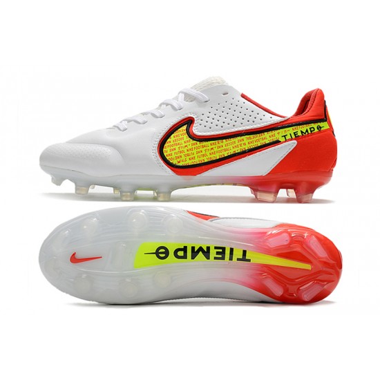 Nike Tiempo Legend 9 Elite FG Red White Yellow Soccer Cleats