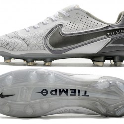 Nike Tiempo Legend 9 Elite FG White Silver Soccer Cleats