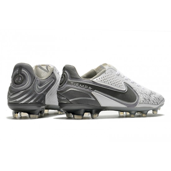 Nike Tiempo Legend 9 Elite FG White Silver Soccer Cleats