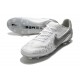 Nike Tiempo Legend 9 Elite FG White Silver Soccer Cleats