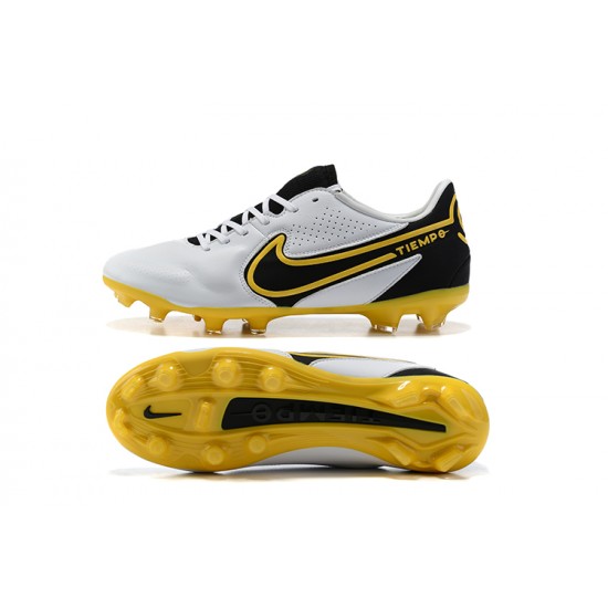 Nike Tiempo Legend 9 Elite FG White Yellow Black Soccer Cleats