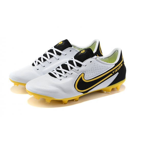 Nike Tiempo Legend 9 Elite FG White Yellow Black Soccer Cleats