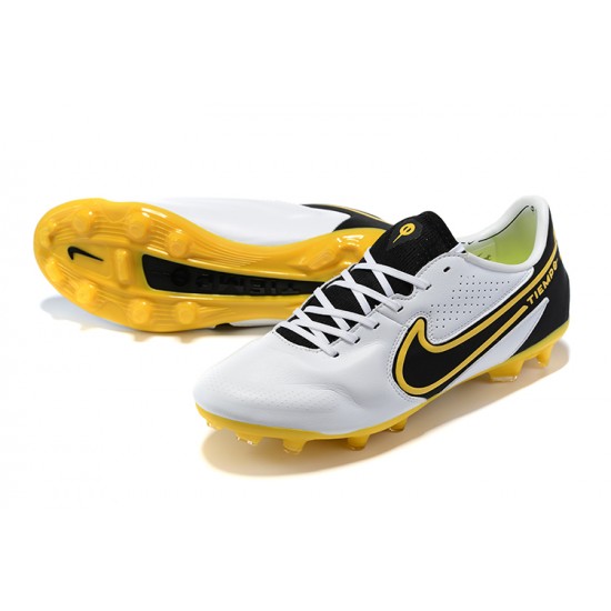 Nike Tiempo Legend 9 Elite FG White Yellow Black Soccer Cleats