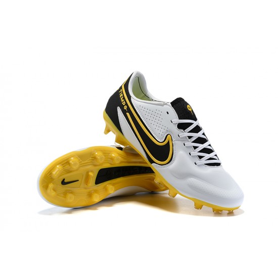 Nike Tiempo Legend 9 Elite FG White Yellow Black Soccer Cleats