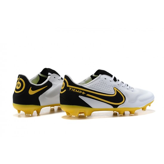 Nike Tiempo Legend 9 Elite FG White Yellow Black Soccer Cleats
