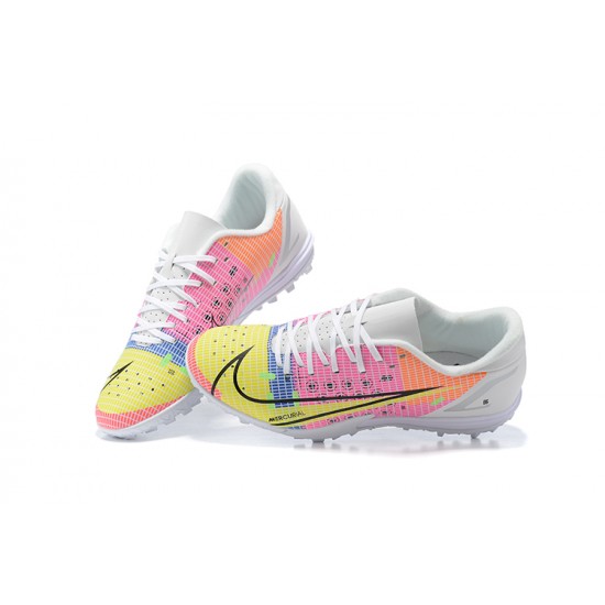 Nike Vapor 14 Academy TF Low White Yellow Purple Soccer Cleats