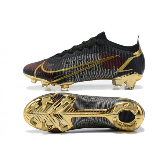 Nike Vapor 14 Elite FG Low Black Gold Soccer Cleats