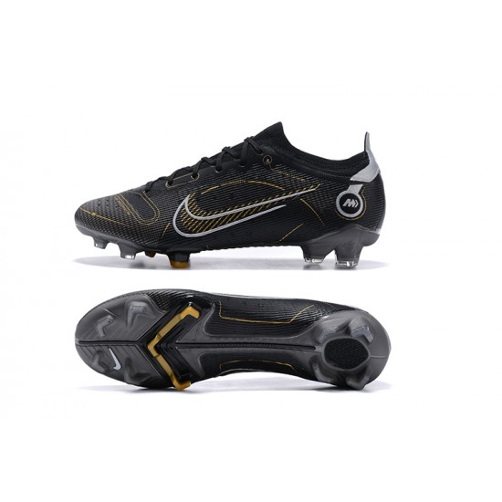 Nike Vapor 14 Elite FG Low Black White Gold Soccer Cleats