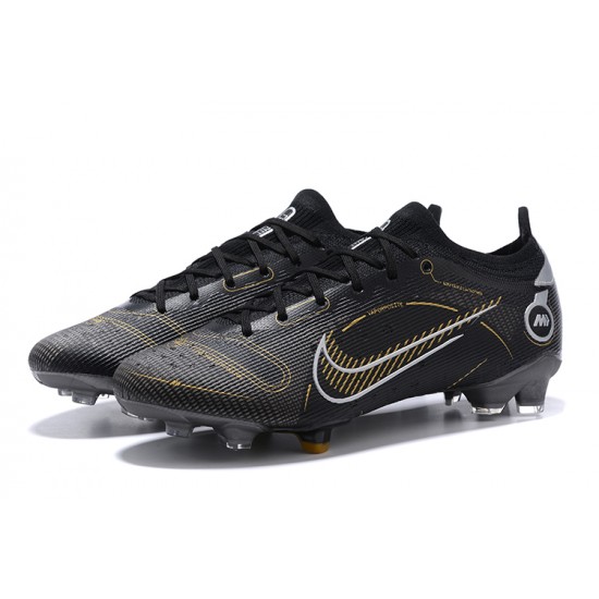 Nike Vapor 14 Elite FG Low Black White Gold Soccer Cleats