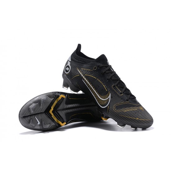 Nike Vapor 14 Elite FG Low Black White Gold Soccer Cleats