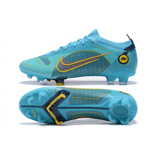 Nike Vapor 14 Elite FG Low Light Blue Yellow Black Soccer Cleats