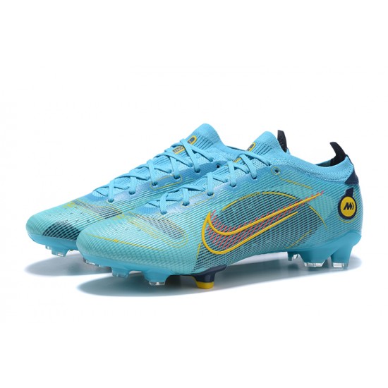 Nike Vapor 14 Elite FG Low Light Blue Yellow Black Soccer Cleats