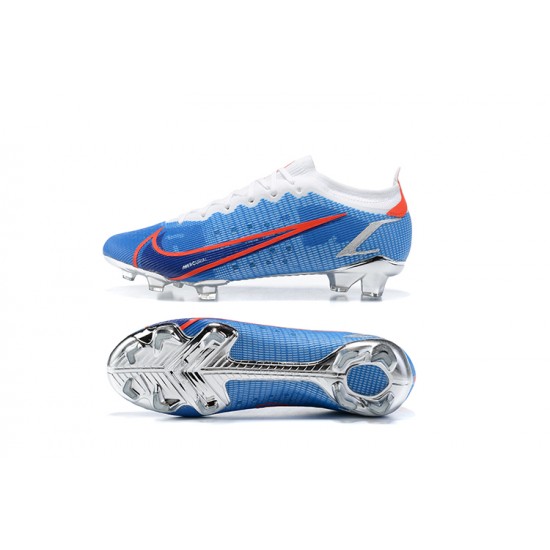 Nike Vapor 14 Elite FG Low White Blue Silver Soccer Cleats