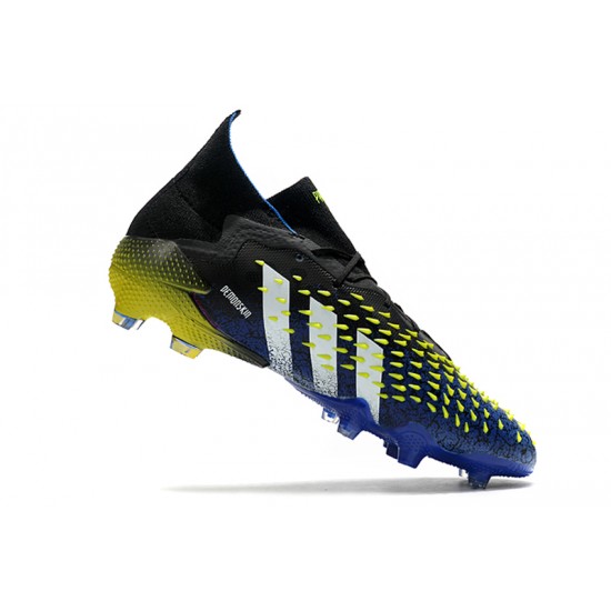 Adidas Predator Freak.1 FG Black Yellow With Blue White Soccer Cleats