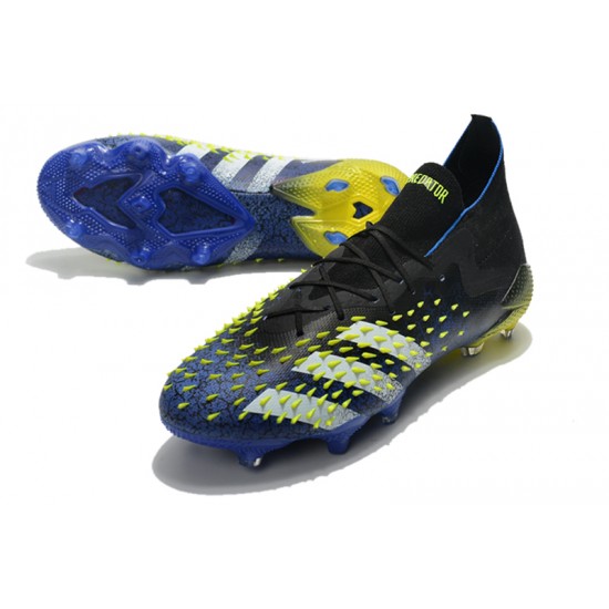 Adidas Predator Freak.1 FG Black Yellow With Blue White Soccer Cleats