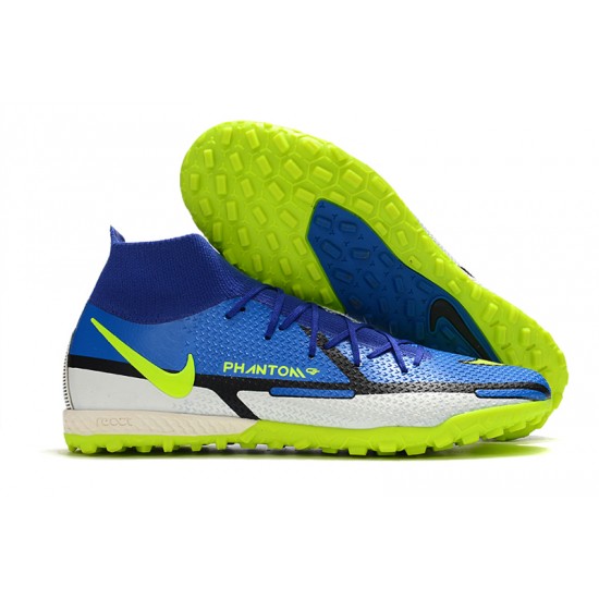 Shop Now Nike Phantom GT2 Elite Dynamic Fit TF High Blue Yellow Soccer Cleats Shop Online