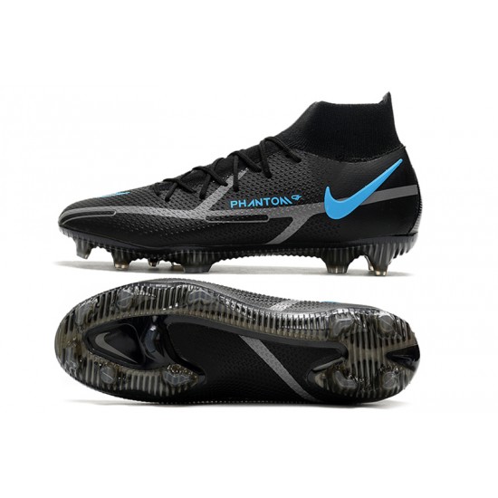 Nike Phantom GT2 Elite DF FG Mid Black Blue Soccer Cleats