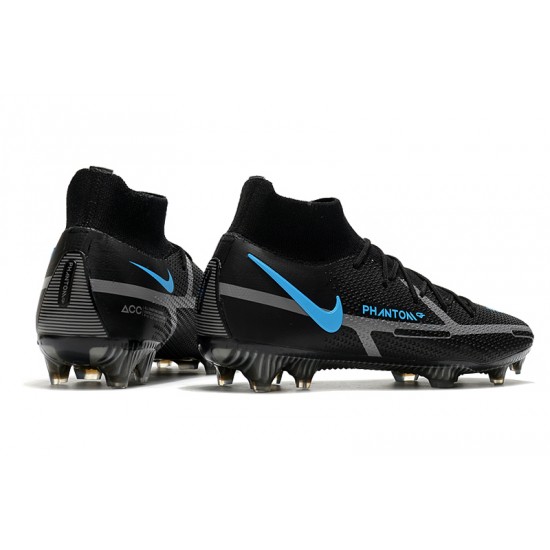 Nike Phantom GT2 Elite DF FG Mid Black Blue Soccer Cleats