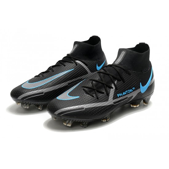 Nike Phantom GT2 Elite DF FG Mid Black Blue Soccer Cleats