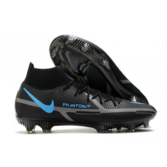 Nike Phantom GT2 Elite DF FG Mid Black Blue Soccer Cleats