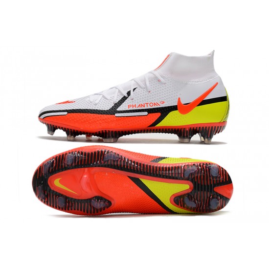 Nike Phantom GT2 Elite DF FG Mid White Orange Black Soccer Cleats