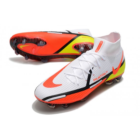 Nike Phantom GT2 Elite DF FG Mid White Orange Black Soccer Cleats