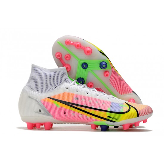 Nike Superfly 8 Elite AG Mid Pink Green Grey Soccer Cleats